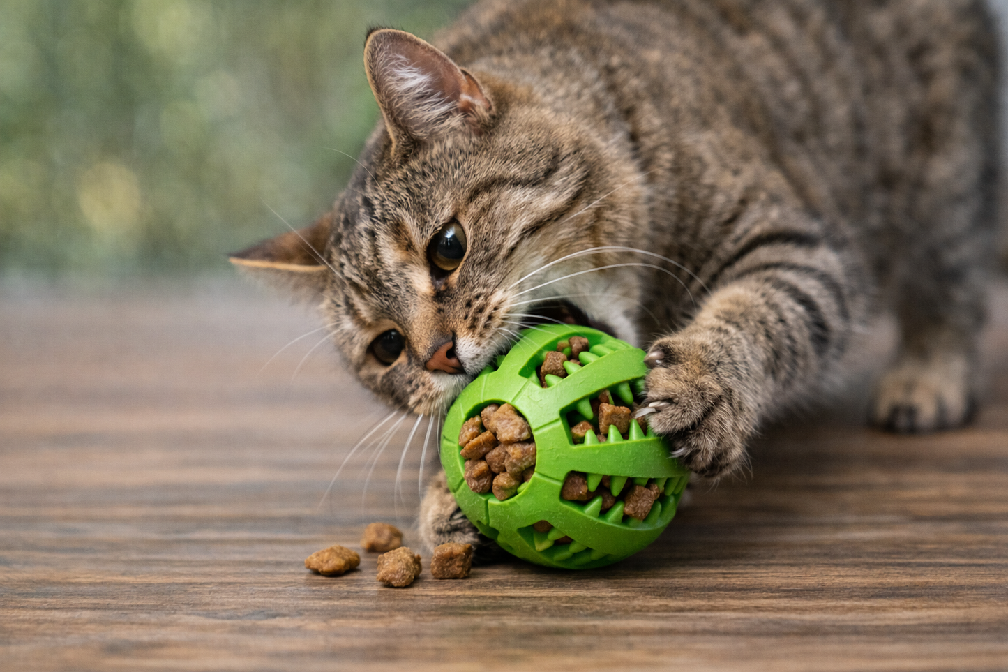 🐶🐱 Spielball aus Gummi – Bissfestes Intelligenzspielzeug mit Leckerli-Spender & Zahnpflege