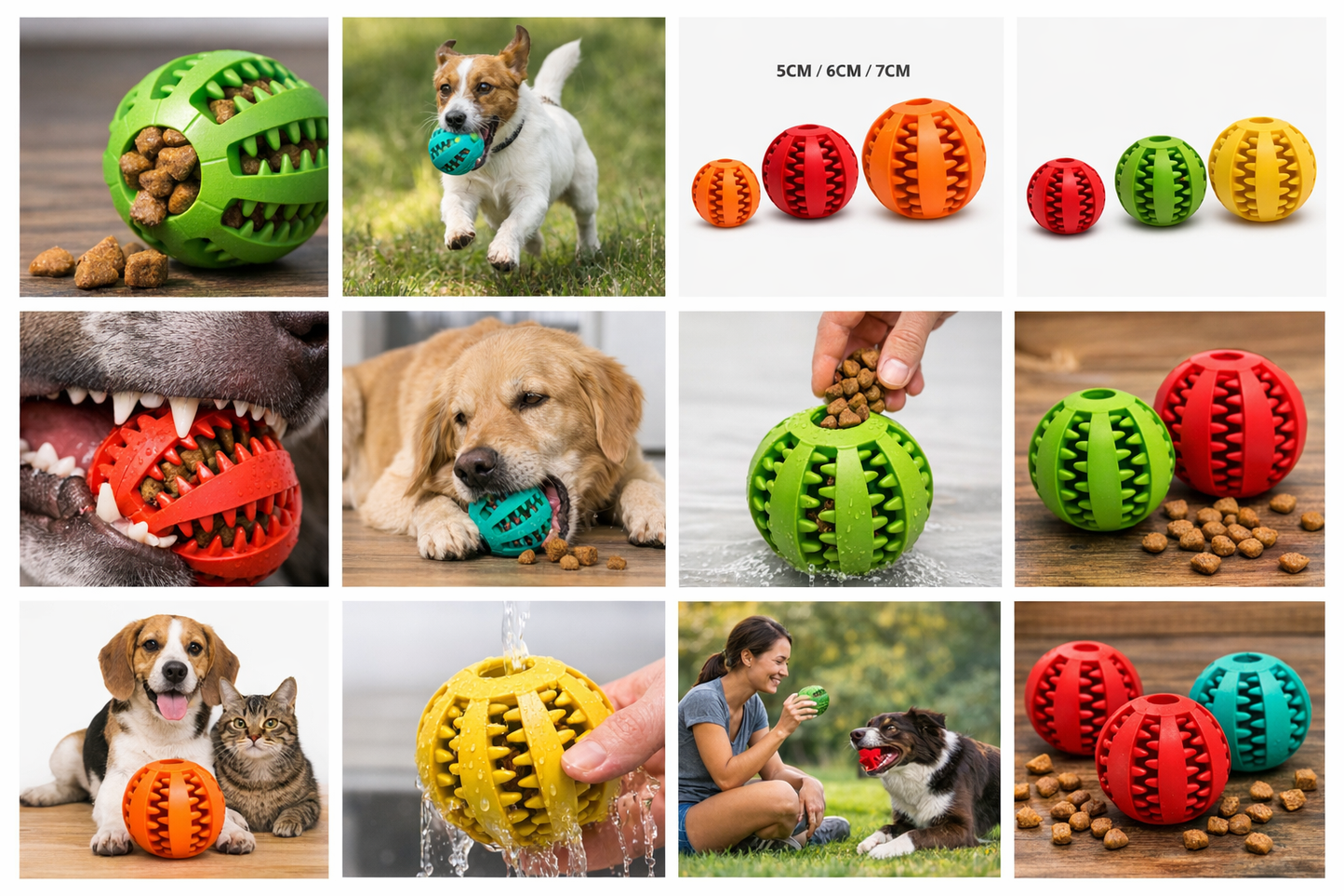 🐶🐱 Spielball aus Gummi – Bissfestes Intelligenzspielzeug mit Leckerli-Spender & Zahnpflege