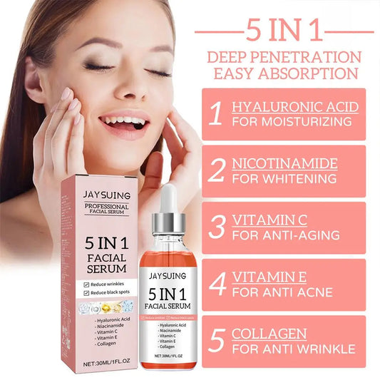 5-in-1 Premium Gesichtsserum – Vitamin C, Hyaluron & Retinol – Anti-Aging & Glow (30ml)